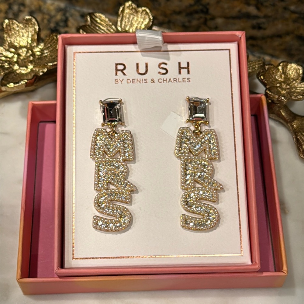 Rush By Denis & Charles MRS Wedding sparkle beaded Drop earrings